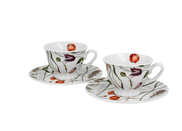 Filiżanki do espresso porcelanowe ze spodkami DUO THE SECRET GARDEN FLOWER MEADOW 100 ml 2 szt.
