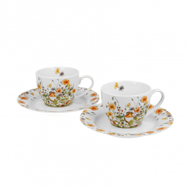 Filiżanki do espresso porcelanowe ze spodkami DUO WILD BIRD 110 ml 2 szt.