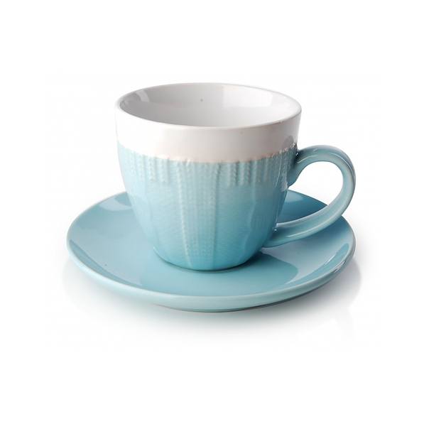 Filiżanki do kawy i herbaty ceramiczne ze spodkami SWETEREK NIEBIESKIE 260 ml 6 szt.