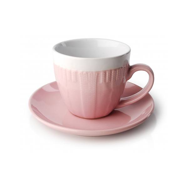 Filiżanki do kawy i herbaty ceramiczne ze spodkami SWETEREK RÓŻOWE 260 ml 6 szt.