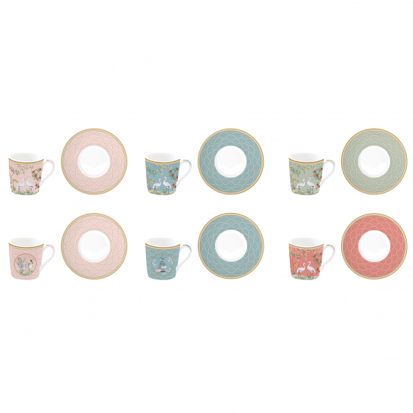 Filiżanki do kawy i herbaty porcelanowe ze spodkami 100 ml 6szt.