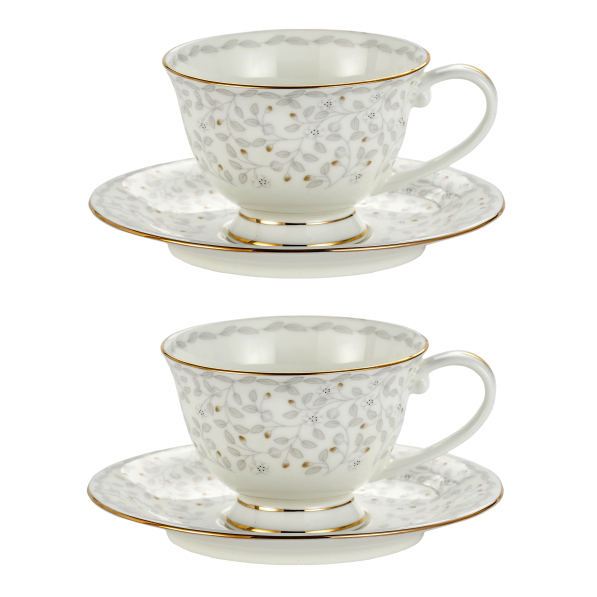 Filiżanki do kawy i herbaty porcelanowe ze spodkami 200 ml 2 szt.