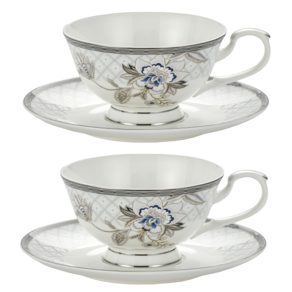 Filiżanki do kawy i herbaty porcelanowe ze spodkami 225 ml 2 szt.