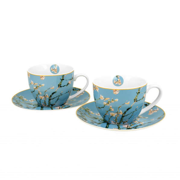 Filiżanki do kawy i herbaty porcelanowe ze spodkami DUO ART GALLERY ALMOND BLOSSOM BY V. VAN GOGH 280 ml 2 szt.