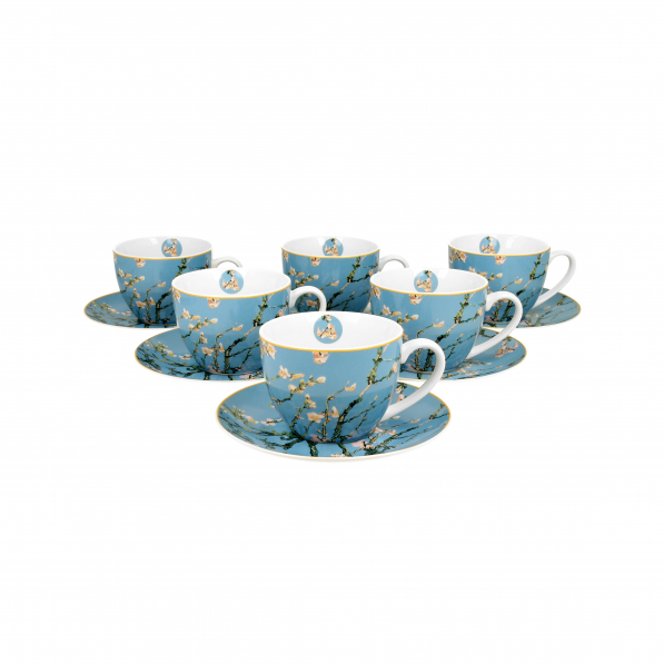 Filiżanki do kawy i herbaty porcelanowe ze spodkami DUO ART GALLERY ALMOND BLOSSOM BY V. VAN GOGH 280 ml 6 szt.