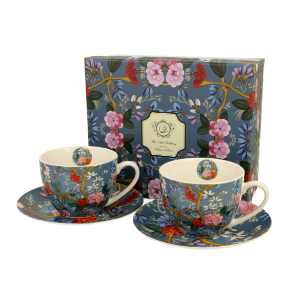 Filiżanki do kawy i herbaty porcelanowe ze spodkami DUO ART GALLERY BLUE BY WILLIAM KILBURN 280 ml 2 szt.