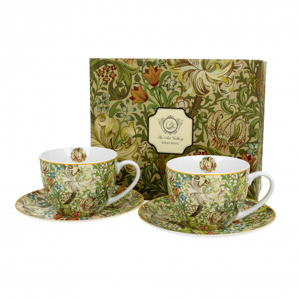 Filiżanki do kawy i herbaty porcelanowe ze spodkami DUO ART GALLERY GOLDEN LILLY BY WILLIAM MORRIS 280 ml 2 szt.