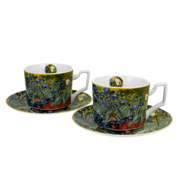 Filiżanki do kawy i herbaty porcelanowe ze spodkami DUO ART GALLERY IRISES BY V. VAN GOGH 270 ml 2 szt.