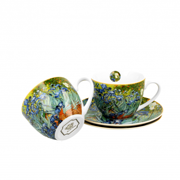Filiżanki do kawy i herbaty porcelanowe ze spodkami DUO ART GALLERY IRISES BY V. VAN GOGH 280 ml 2 szt.