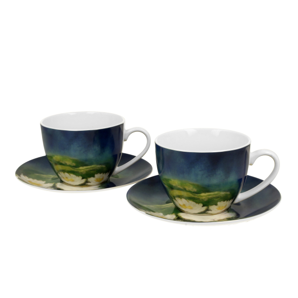 Filiżanki do kawy i herbaty porcelanowe ze spodkami DUO ART GALLERY NENUFARS BY C. MONET 250 ml 2 szt.
