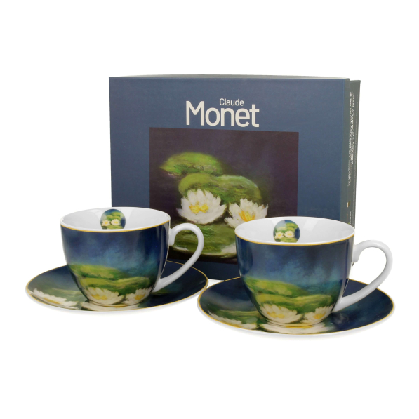 Filiżanki do kawy i herbaty porcelanowe ze spodkami DUO ART GALLERY NENUFARS BY C. MONET 270 ml 2 szt.