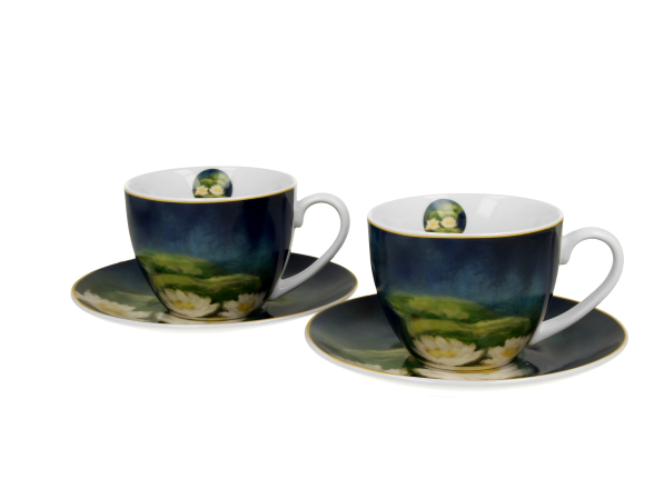 Filiżanki do kawy i herbaty porcelanowe ze spodkami DUO ART GALLERY NENUFARS BY C. MONET 270 ml 2 szt.