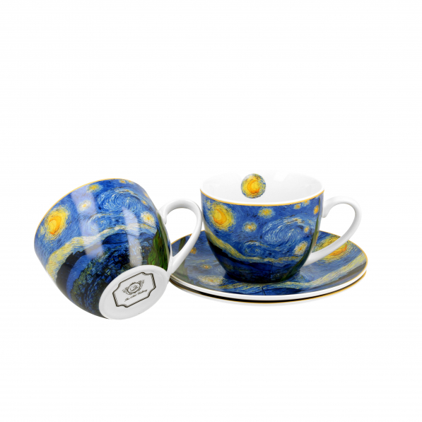 Filiżanki do kawy i herbaty porcelanowe ze spodkami DUO ART GALLERY STARRY NIGHT BY V. VAN GOGH 280 ml 2 szt.