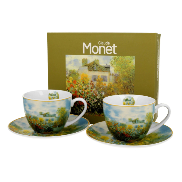 Filiżanki do kawy i herbaty porcelanowe ze spodkami DUO ART GALLERY THE GARDEN AT ARGENTEUIL BY C. MONE 270 ml 2 szt.