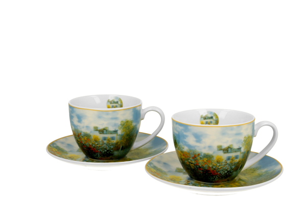 Filiżanki do kawy i herbaty porcelanowe ze spodkami DUO ART GALLERY THE GARDEN AT ARGENTEUIL BY C. MONE 270 ml 2 szt.