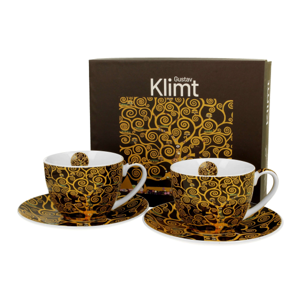 Filiżanki do kawy i herbaty porcelanowe ze spodkami DUO ART GALLERY TREE OF LIFE BY GUSTAV KLIMT 270 ml 2 szt.