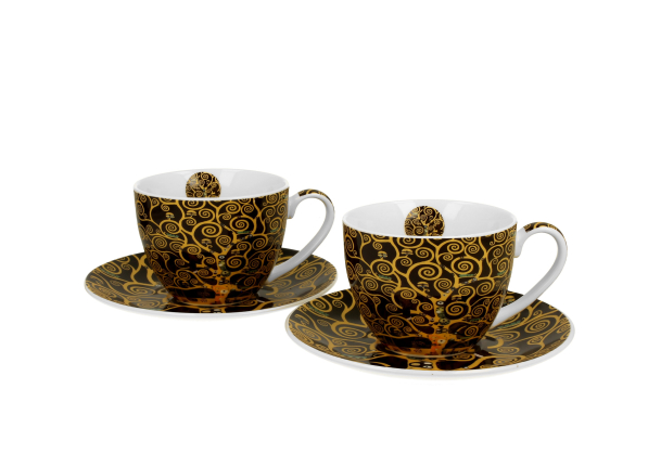 Filiżanki do kawy i herbaty porcelanowe ze spodkami DUO ART GALLERY TREE OF LIFE BY GUSTAV KLIMT 270 ml 2 szt.