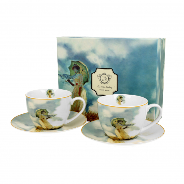 Filiżanki do kawy i herbaty porcelanowe ze spodkami DUO ART GALLERY WOMAN WITH PARASOL BY C. MONET 280 ml 2 szt.