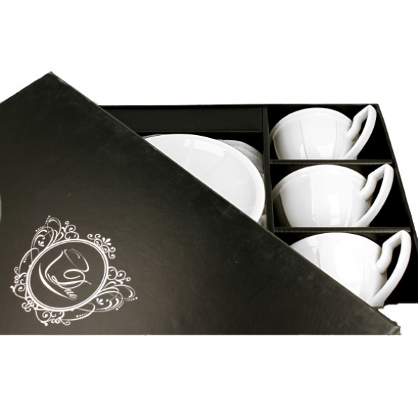 Filiżanki do kawy i herbaty porcelanowe ze spodkami DUO CASSETTE 210 ml 6 szt.