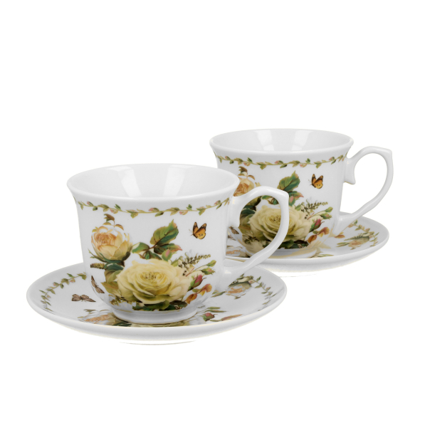 Filiżanki do kawy i herbaty porcelanowe ze spodkami DUO EDITH 250 ml 2 szt.