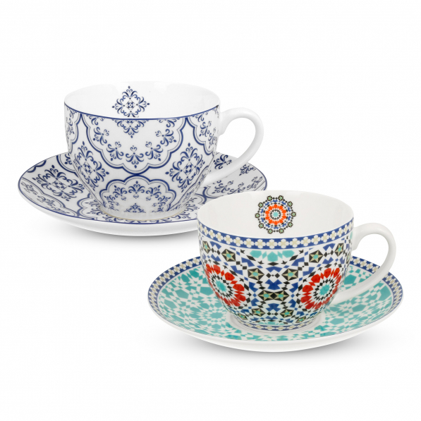 Filiżanki do kawy i herbaty porcelanowe ze spodkami DUO ETNO ELLA AND MAROKO NEW 250/270 ml 2 szt.