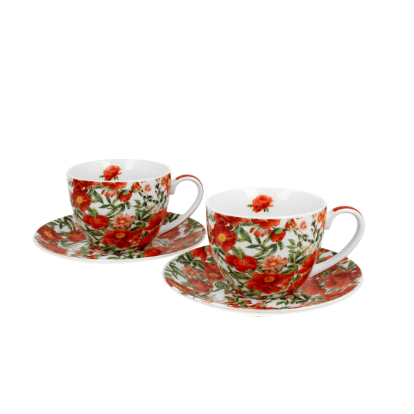 Filiżanki do kawy i herbaty porcelanowe ze spodkami DUO FIVE O'CLOCK FELICITY 250 ml 2 szt.