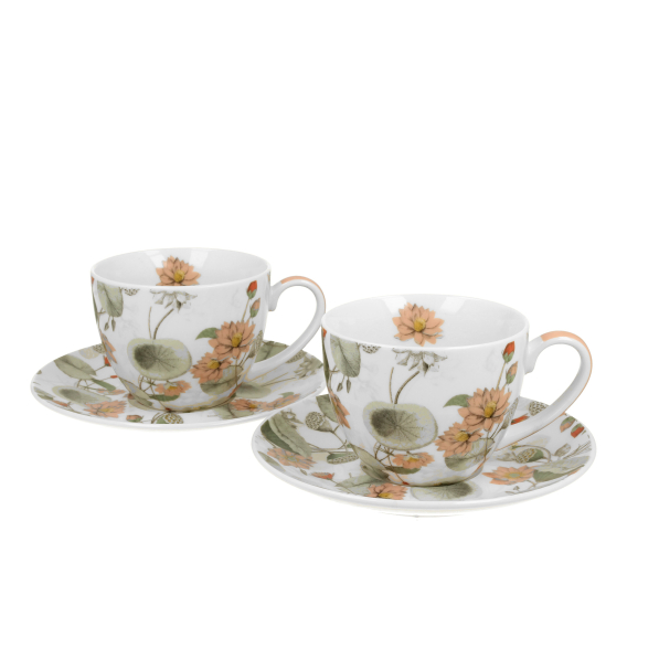 Filiżanki do kawy i herbaty porcelanowe ze spodkami DUO FIVE O'CLOCK YVONNE 250 ml 2 szt.