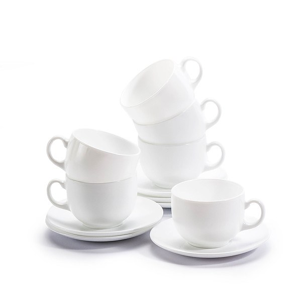 Filiżanki do kawy i herbaty porcelanowe ze spodkami LUMINARC FRANCE BIAŁE 200 ml 6 szt. 