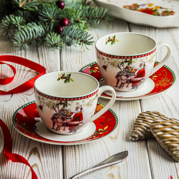 Filiżanki do kawy i herbaty porcelanowe ze spodkami MAGIC CHRISTMAS 300 ml 2 szt.