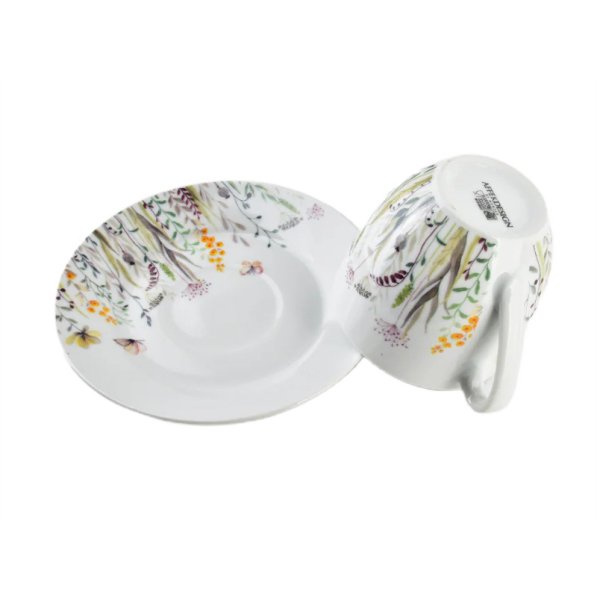Filiżanki do kawy i herbaty porcelanowe ze spodkami MONDEX JOY 250 ml 6 szt.
