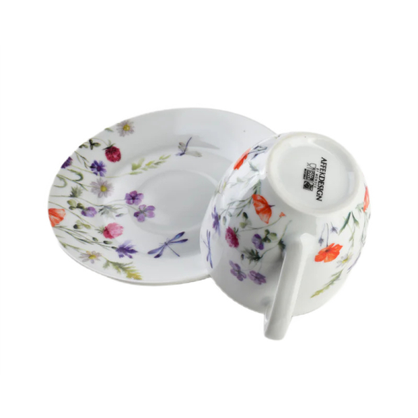 Filiżanki do kawy i herbaty porcelanowe ze spodkami MONDEX JOY 250 ml 6 szt.