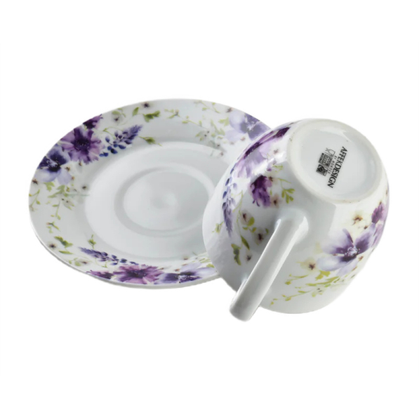 Filiżanki do kawy i herbaty porcelanowe ze spodkami MONDEX JOY 250 ml 6 szt.