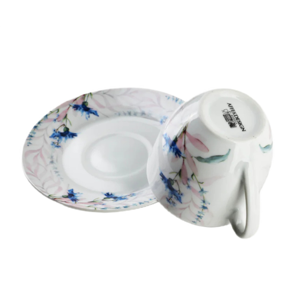 Filiżanki do kawy i herbaty porcelanowe ze spodkami MONDEX JOY 250 ml 6 szt.