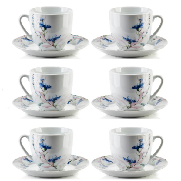Filiżanki do kawy i herbaty porcelanowe ze spodkami MONDEX JOY 250 ml 6 szt.
