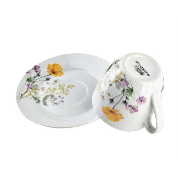 Filiżanki do kawy i herbaty porcelanowe ze spodkami MONDEX JOY 250 ml 6 szt.