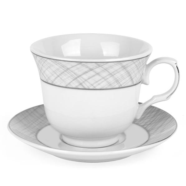 Filiżanki do kawy i herbaty porcelanowe ze spodkami TADAR BELLA FEGURO TRATTO 250 ml 6 szt.