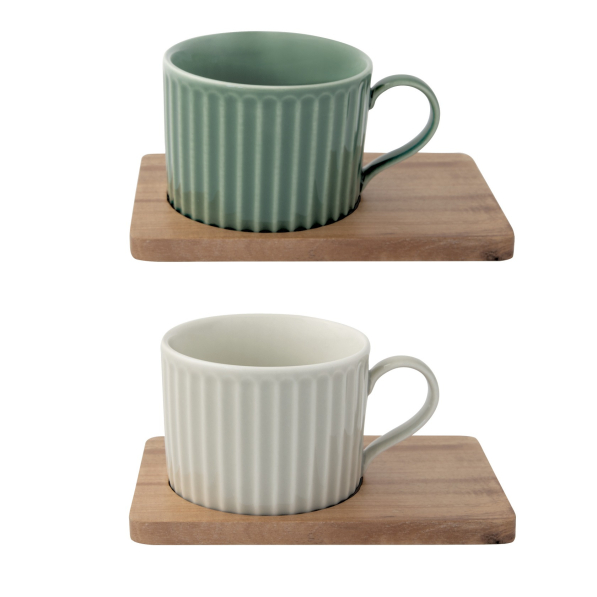 Filiżanki do kawy i herbaty porcelanowe ze spodkami EASY LIFE TAKE A BREAK 250 ml 2 szt.