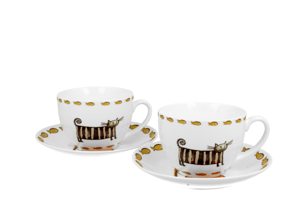 Filiżanki do kawy i herbaty porcelanowe ze spodkiem DUO ANIMALS CLASSIC CATS 280 ml 2 szt.