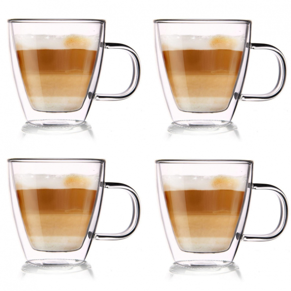 Filiżanki do kawy i herbaty termiczne z podwójnymi ściankami szklane THERMAL CUP 180 ml 4 szt.