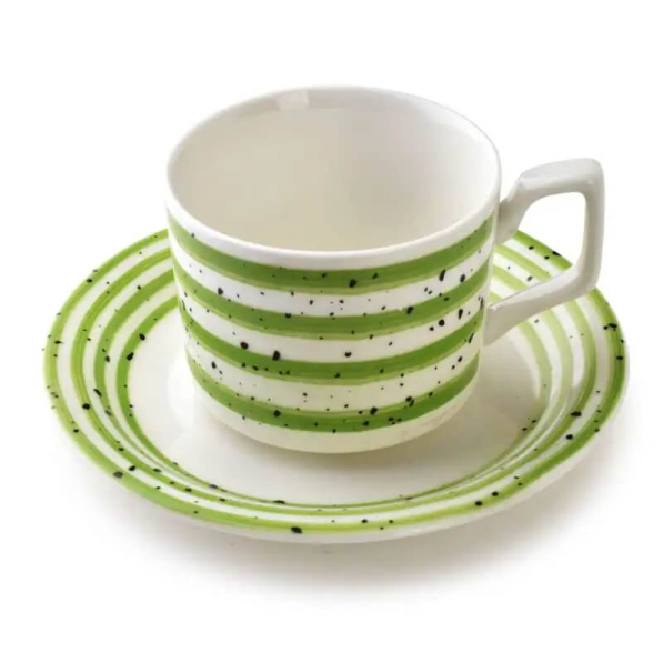 Filiżanki porcelanowe ze spodkami AFFEK DESIGN JOY GREEN 210 ml 6 szt.