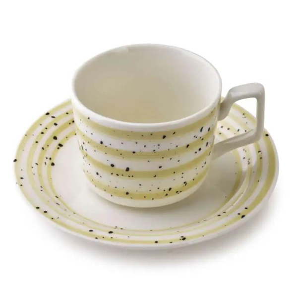 Filiżanki porcelanowe ze spodkami AFFEK DESIGN JOY BEIGE 210 ml 6 szt.