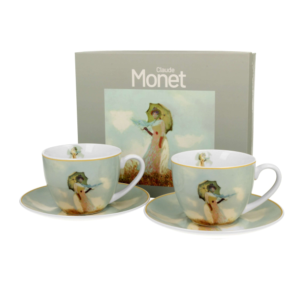 Filiżanki porcelanowe ze spodkami DUO ART GALLERY WOMAN WITH PARASOL BY C. MONET 270 ml 2 szt.
