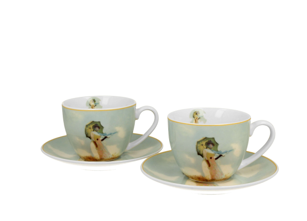 Filiżanki porcelanowe ze spodkami DUO ART GALLERY WOMAN WITH PARASOL BY C. MONET 270 ml 2 szt.
