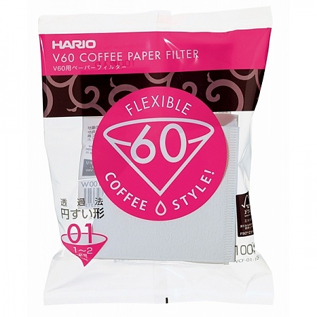 HARIO White V60-01 100 szt. - filtry papierowe do kawy
