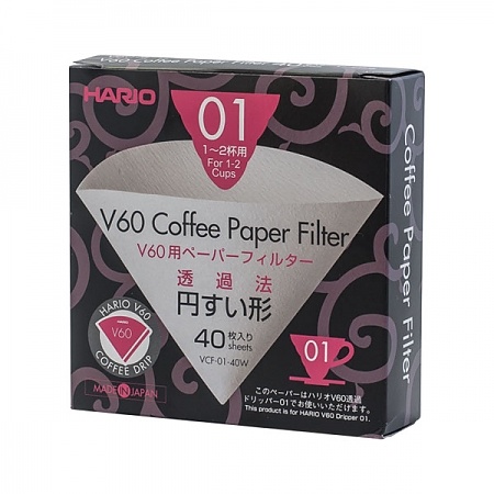 HARIO V60-01 40 szt. - filtry papierowe do drippa