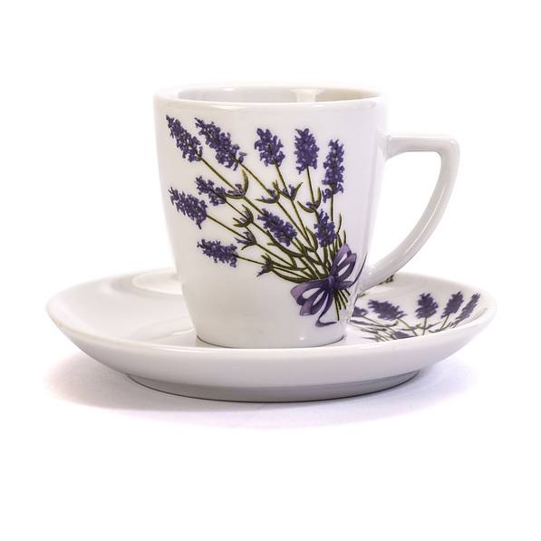 Filiżanka do espresso porcelanowa ze spodkiem LUBIANA LAWENDA BIAŁA 100 ml