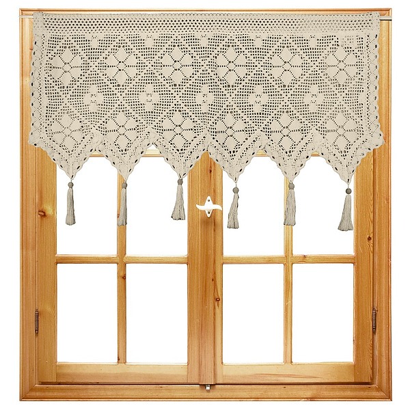 Firana do kuchni bawełniana JEDEKA 559 SZYDEŁKOWA BEŻOWA 60 x 150 cm