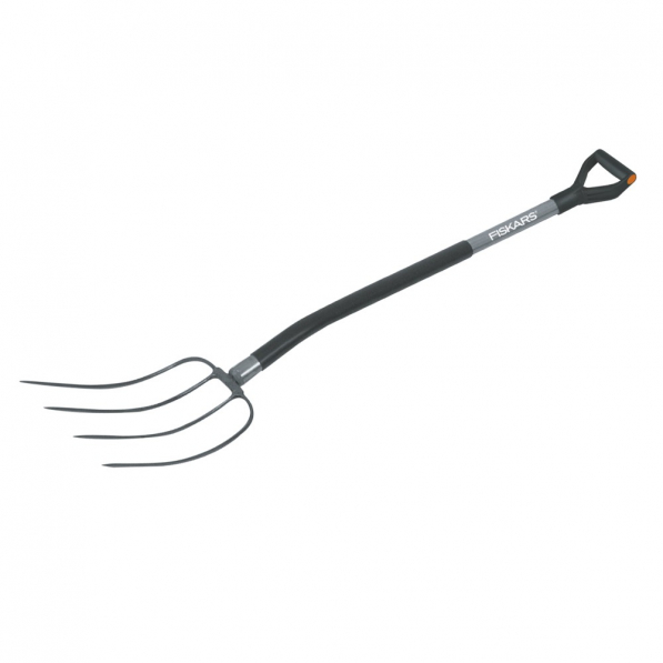 FISKARS Ergo Composting Fork ciemnoszare - widły do kompostu stalowe