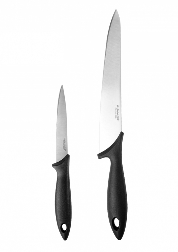 FISKARS Essential Xsharp Plus 2 szt. - noże kuchenne ze stali nierdzewnej z ostrzałką