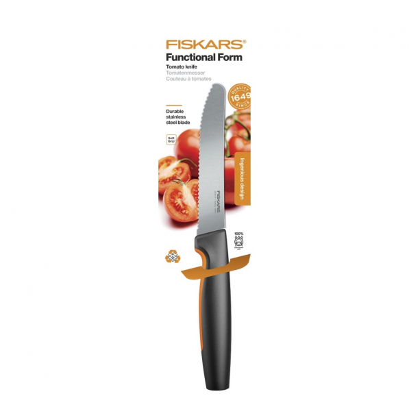 FISKARS Functional Form 12 cm czarny - nóż do pomidorów ze stali nierdzewnej